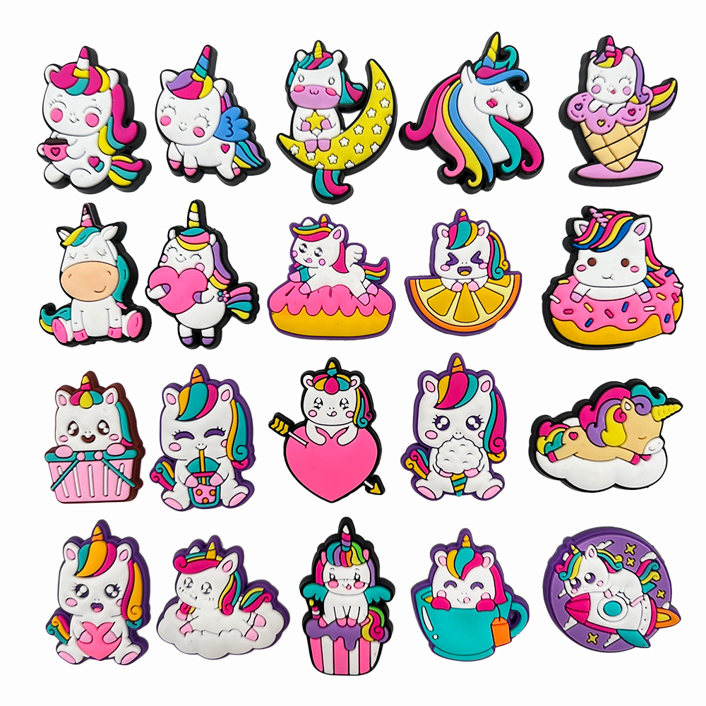 Unicorn Pesona Sepatu Aksesoris Taman Sepatu Atas Dekorasi Bakiak Croc Pin Jibbit Charm Unisex Menyenangkan Hadiah