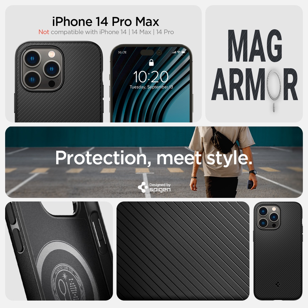 Spigen iPhone 13 Pro Max 13 Pro 13 14 Pro Max 14 Pro 14 Silikon Drop Pelindung Case Mag Armor MagFit Casing Dengan Magnet Case iPhone Cover