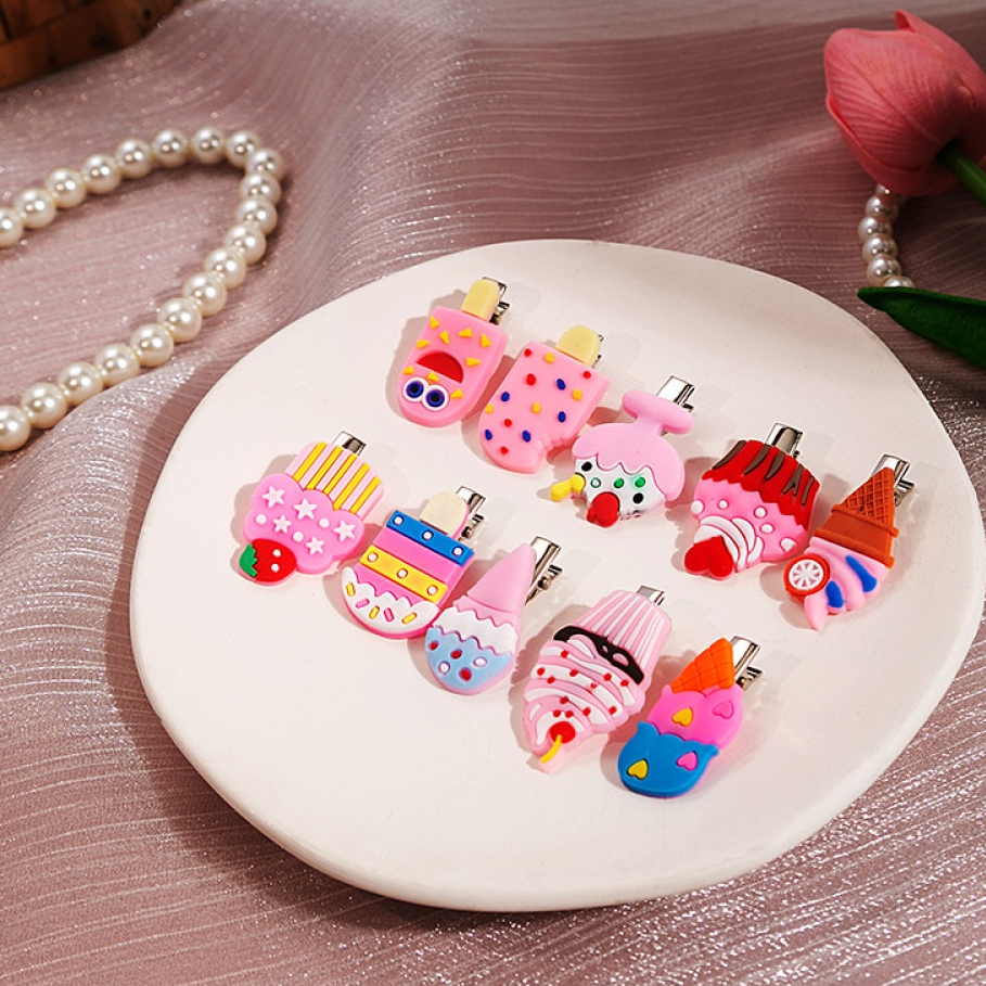 10 Pcs Lucu Fashion Bayi Perempuan Hewan Kartun Sisi Klip Anak Icecream Jepit Rambut Fruits Hair Clip