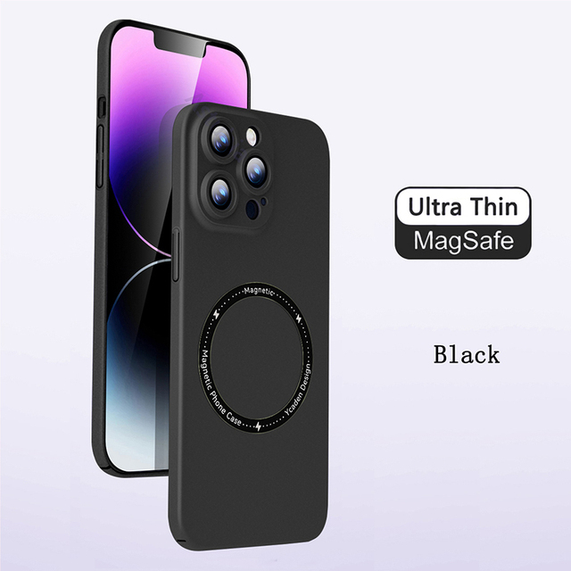 IPHONE Ultra Tipis Matte Case Untuk Charge Case Nirkabel Magnetik Untuk Iphone14 13 12 11 Pro Max Plus Lensa Film Ungu Hard Cover