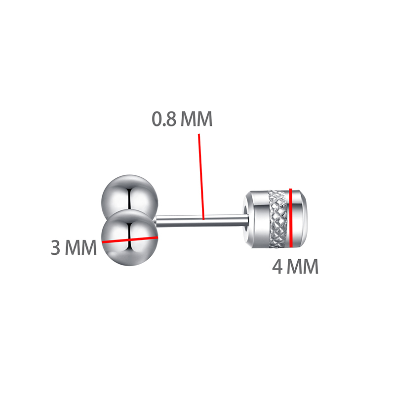 [ACKER] 5mm 1pasang 925silver Titanium Stainless Cubic Zirconia Diamond AAA+Anting Tusuk Zircon Untuk Wanita/Pria