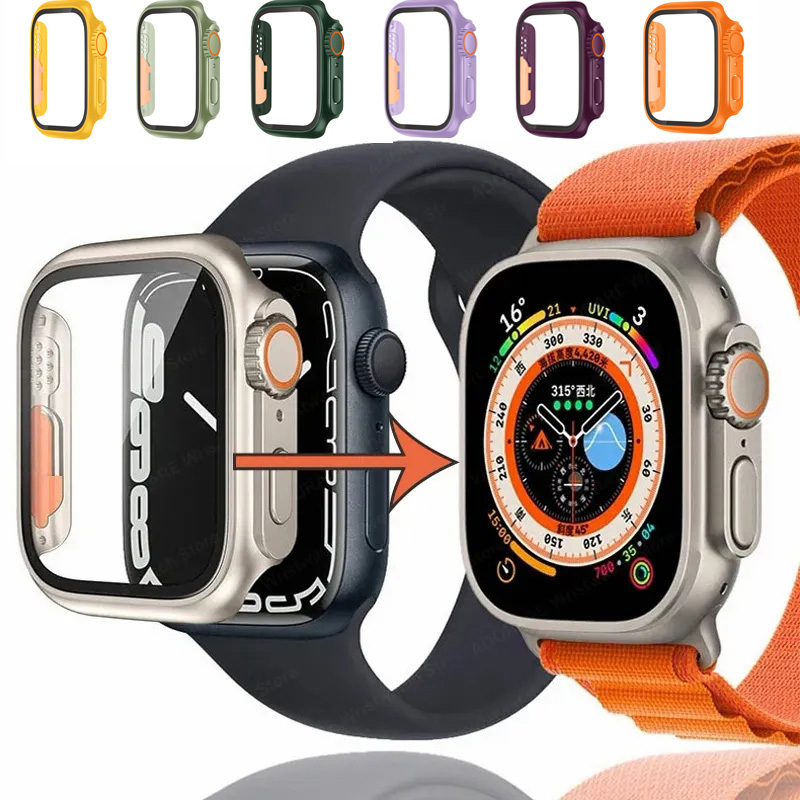 [Warna Baru] Upgrade Penampilan Ke Ultra 49mm Untuk Apple Watch6 5 44 44mm 40mm Case Tempered Glass Untuk Iwatch8 7 45m m 41mm Ganti Ke Ultra Untuk T500+Plus T500 T55 W26 X8 X7 I8 44mm