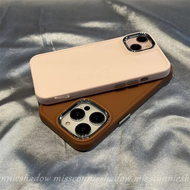 IPHONE Casing Ponsel Persegi Plating Mewah Warna Solid Sederhana Kompatibel Untuk Iphone11 7plus 8plus XR 13 14 11 12 Pro MAX X XS MAX Macaron Warna Permen Lembut Tpu Cover