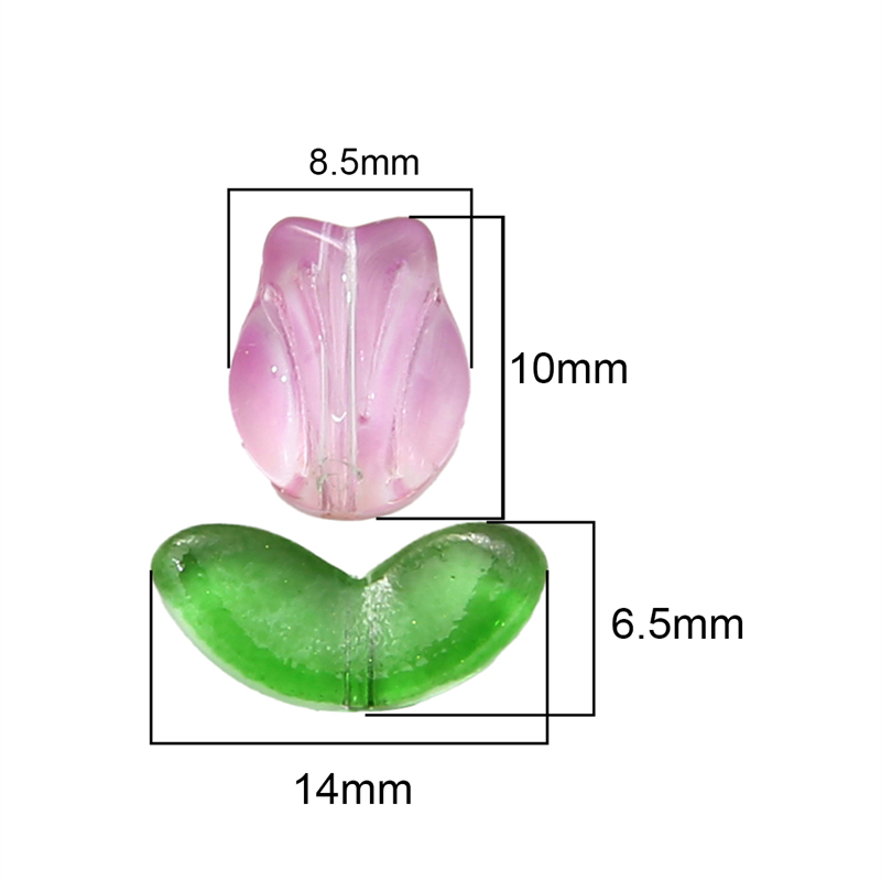 10/20biji Manik-Manik Kaca Pencahayaan Berbentuk Tulip Multi-Warna Transparan Manik-Manik Kristal Czech Membuat Perhiasan DIY Pesona Gelang Aksesoris