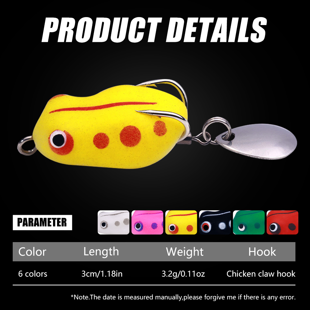 Hengjia 1PCS Umpan Katak Mancing Frog Lure 3cm 3.2g Soft Bait Lure Dengan Pengait Mustad