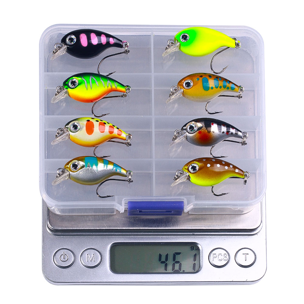 Hengjia 8pcs/Box Umpan Crankbait Keras Buatan 3.6cm/2.1g Kecil Kait Tunggal Engkol Umpan Wobbler Umpan Pancing Artificial Bait