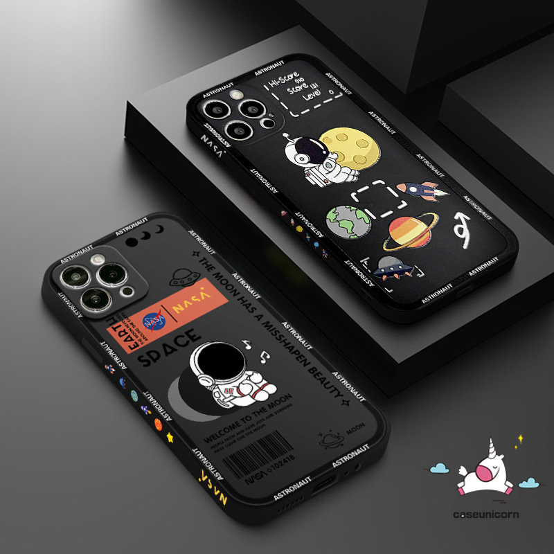 Untuk Samsung A54 A04 A14 A34 A13 A10s A50 A53 A11 A12 A50s A33 A23 A52s A03s A04E A03 A51 A52 A72 A22 A32 A31 A21s A30s A20s A71 Sisi Pola NASA Tepi Lurus Astronot Soft Cover