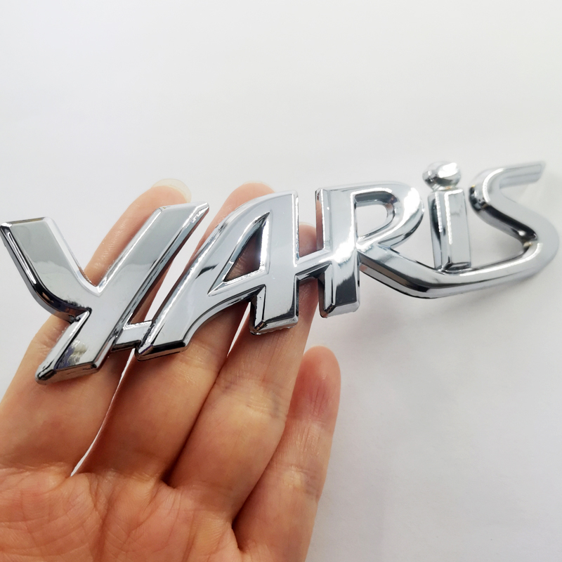 1x Metal Chrome Hitam GoldYARIS Logo Auto Trunk Lid Emblem Badge Stiker Decal Pengganti TOYOTA YARIS