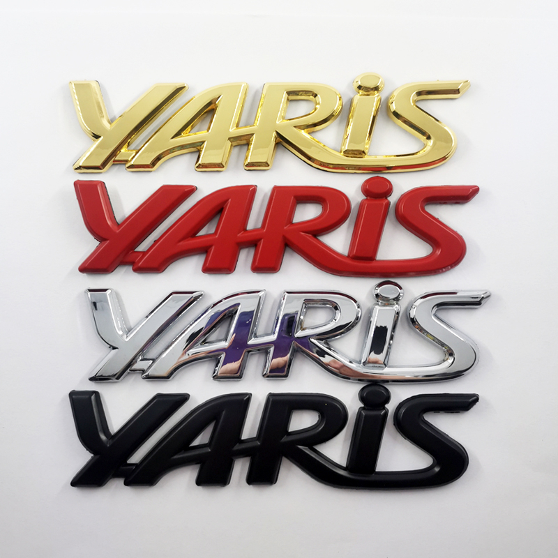 1x Metal Chrome Hitam GoldYARIS Logo Auto Trunk Lid Emblem Badge Stiker Decal Pengganti TOYOTA YARIS