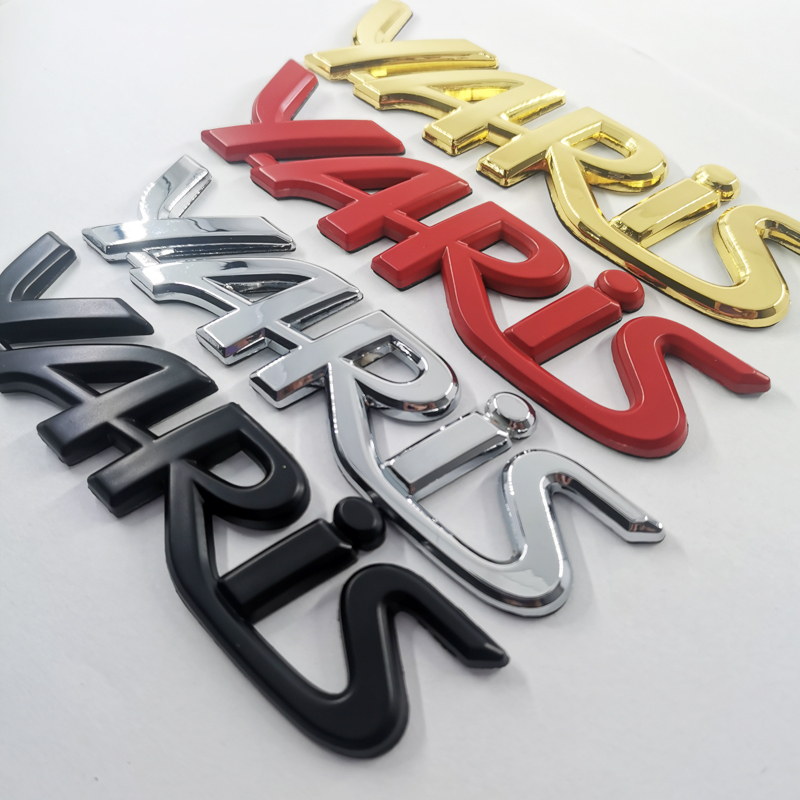 1x Metal Chrome Hitam GoldYARIS Logo Auto Trunk Lid Emblem Badge Stiker Decal Pengganti TOYOTA YARIS