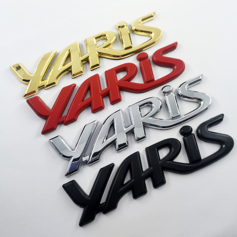 1x Metal Chrome Hitam GoldYARIS Logo Auto Trunk Lid Emblem Badge Stiker Decal Pengganti TOYOTA YARIS