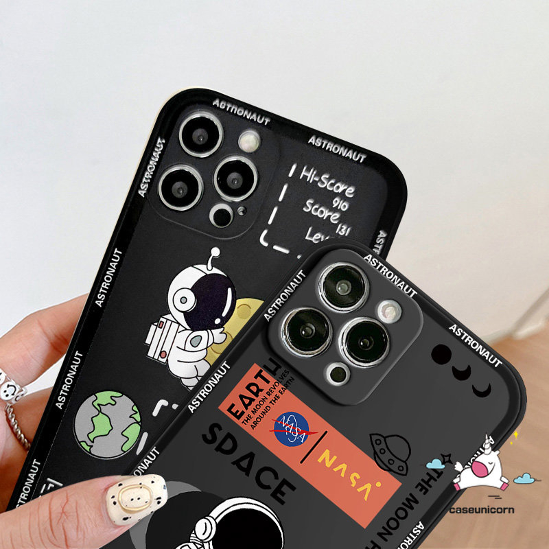 Case Tpu Lembut NASA Oppo A17 A54 A55 A96 A95 A16 A17K A57 A76 A12 A15 A52 A94 A9 Reno 8t 8 5 7 6 5F A53 A78 A31 A1K A5s A3s A74 A5 A7 A11 A36 Motif Samping Kartun Sarung Astronot