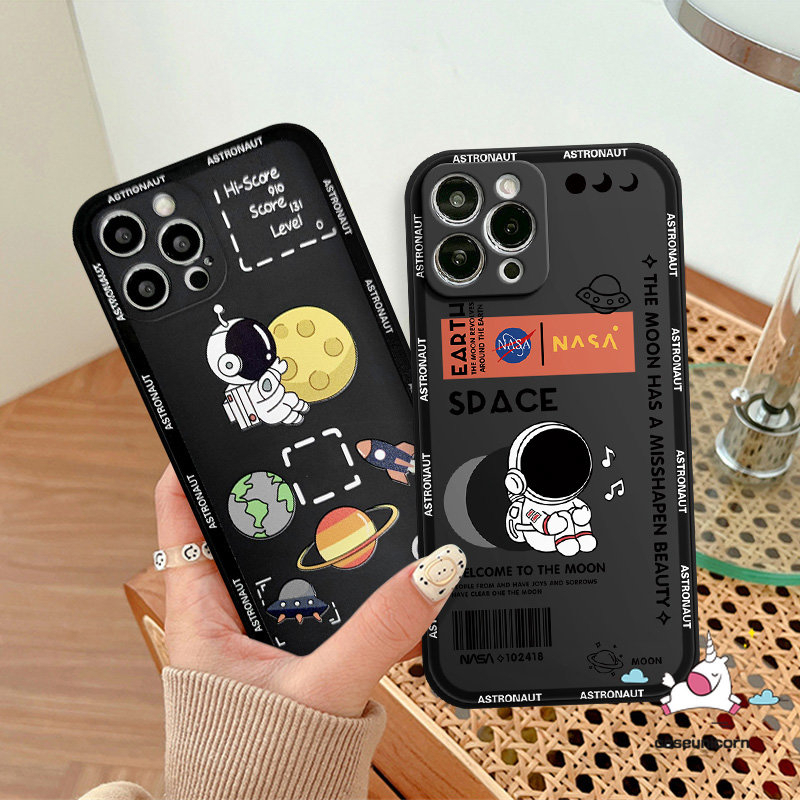 Case Tpu Lembut NASA Oppo A17 A54 A55 A96 A95 A16 A17K A57 A76 A12 A15 A52 A94 A9 Reno 8t 8 5 7 6 5F A53 A78 A31 A1K A5s A3s A74 A5 A7 A11 A36 Motif Samping Kartun Sarung Astronot