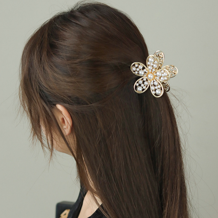 Korea Logam Mutiara Berlian Imitasi Rambut Klip Kupu-Kupu Kristal Rumbai Jepit Rambut Ponytail Holder Woman Headwear