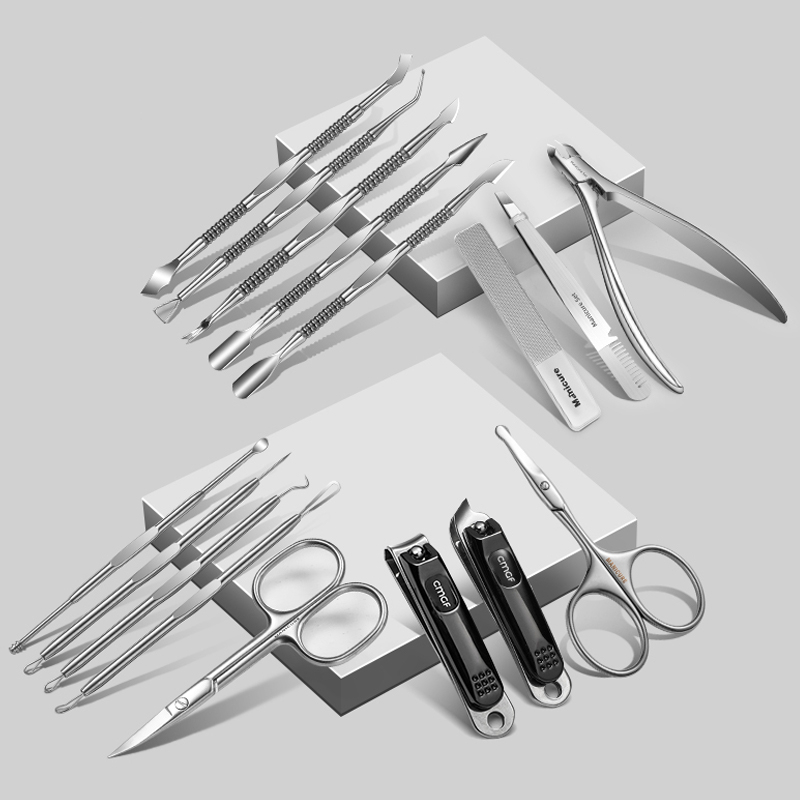 16 Pcs Manicure Pemotong Gunting Kuku Set Stainless Steel Telinga Sendok Gunting Kuku Pedicure Nail Art Alat Manicure