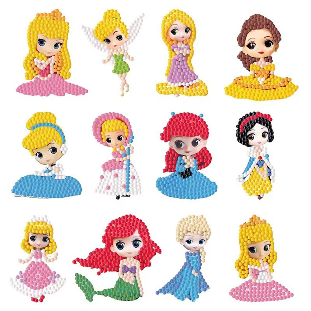 12pcs Stiker Lukisan Berlian Buatan Tangan 5D Untuk Anak-Anak Princess Starwberry Bear Sanrio Printings