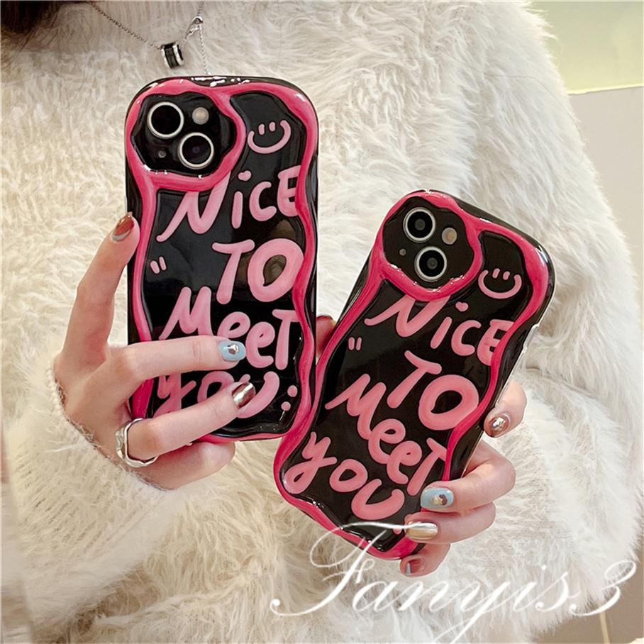 Compatible For IPhone 14 13 12 11 Pro Max X XR Xs Max 8 7 6s Plus SE 2020 Kompatibel Untuk Huruf Inggris Sederhana Gelombang Telepon Case TPU Silicon Lembut Cover Pelindung