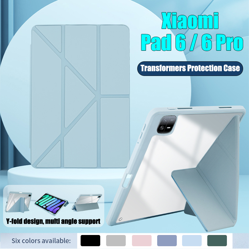 Untuk Xiaomi Pad6 (2023) 11.0 &quot;Mi Pad6 Pro Fashion Y-Bracket Transformers Flip Stand Full Cover Casing High End Bening Akrilik Tablet Pelindung Case