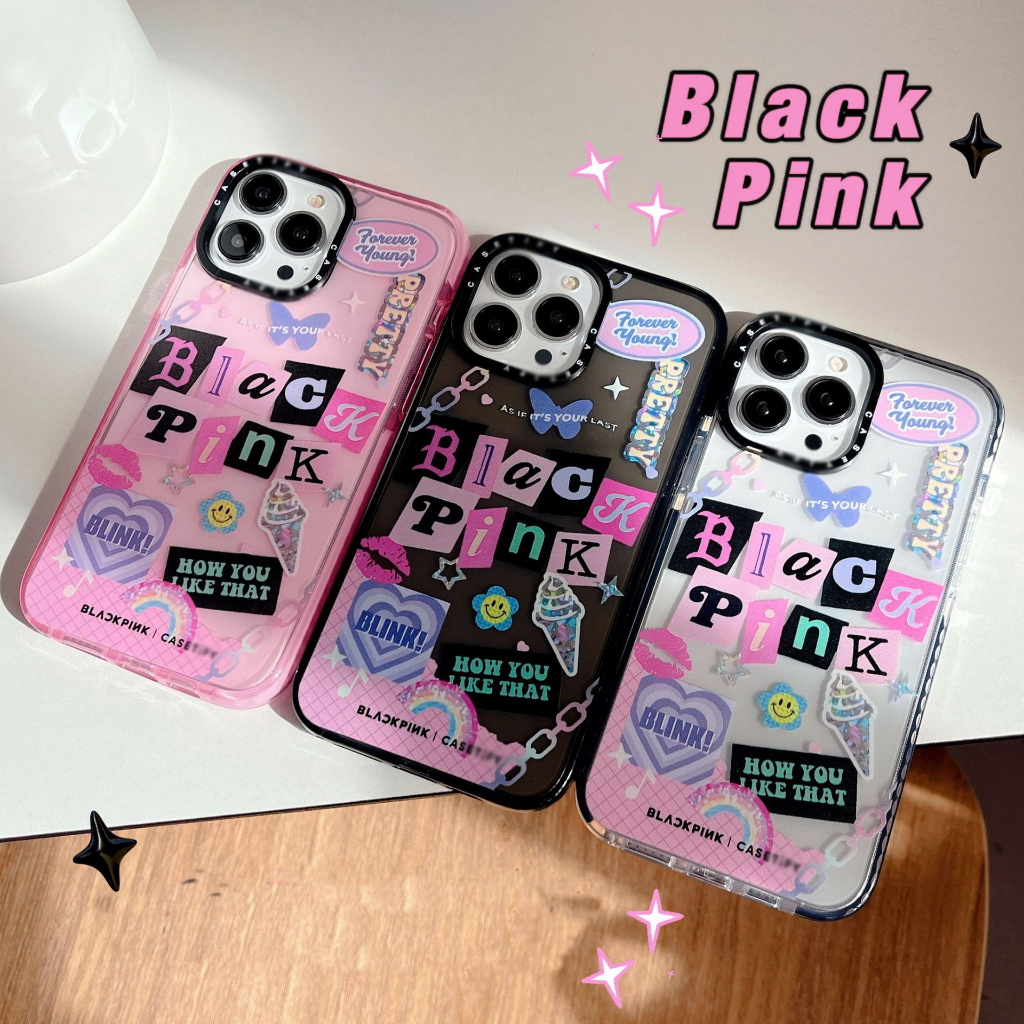 IPHONE Korea Blackpink Casing Ponsel Label Tanda Tangan Pribadi Untuk Iphone14 13 12 11 Pro Max XR X/XS Max Plus Tahan Jatuh Blackpink