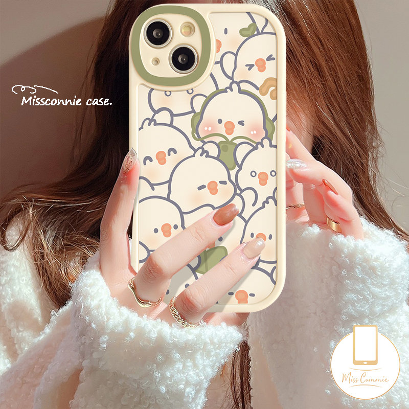 Realme C31 C30 9i 8i C35 C53 C12 GT 10pro C11 C25 C21Y C25s C55 C25Y C15 C20 8 8Pro 5i 6i 7i C3 5 6 7 C17 C20A INS Cute Kartun Bebek Oval Perlindungan Lensa Shockproof Soft Case