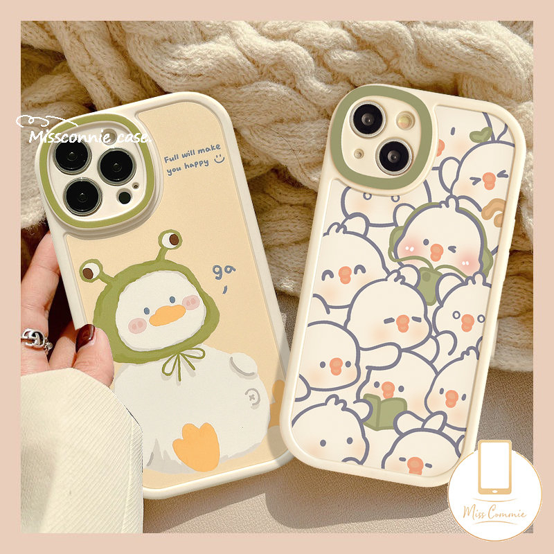 Ins Fashion Lucu Kartun Bebek Ponsel Case Kompatibel Untuk Iphone11 7 8 Plus12 13 11 14 Pro Max X XR XS Max 6 6s Plus SE 2020 Plus Perlindungan Lensa Oval Lembut TPU Cover