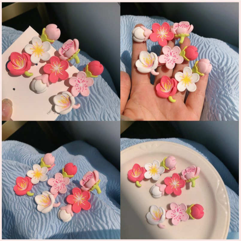 【Bayar di tempat】Pink Sakura Peach Blossom Jepit Rambut Hiasan Kepala Wanita Perempuan Manis Bunga Hair Clip Aksesoris Rambut