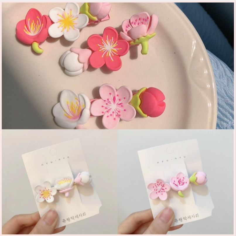 【Bayar di tempat】Pink Sakura Peach Blossom Jepit Rambut Hiasan Kepala Wanita Perempuan Manis Bunga Hair Clip Aksesoris Rambut