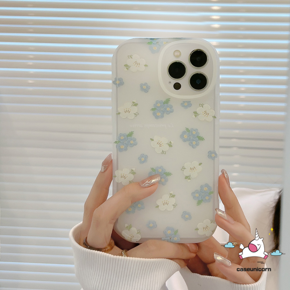 IPHONE Case Lensa Bulat Shockproof Kompatibel Untuk Iphone14 11 13 12 7plus 8plus 6 6s 78 Plus XR X XS Max 13 12 11 Pro Max Lukisan Cat Minyak Bunga Kartun Lucu 3D Ikatan Simpul Hias Soft Cover