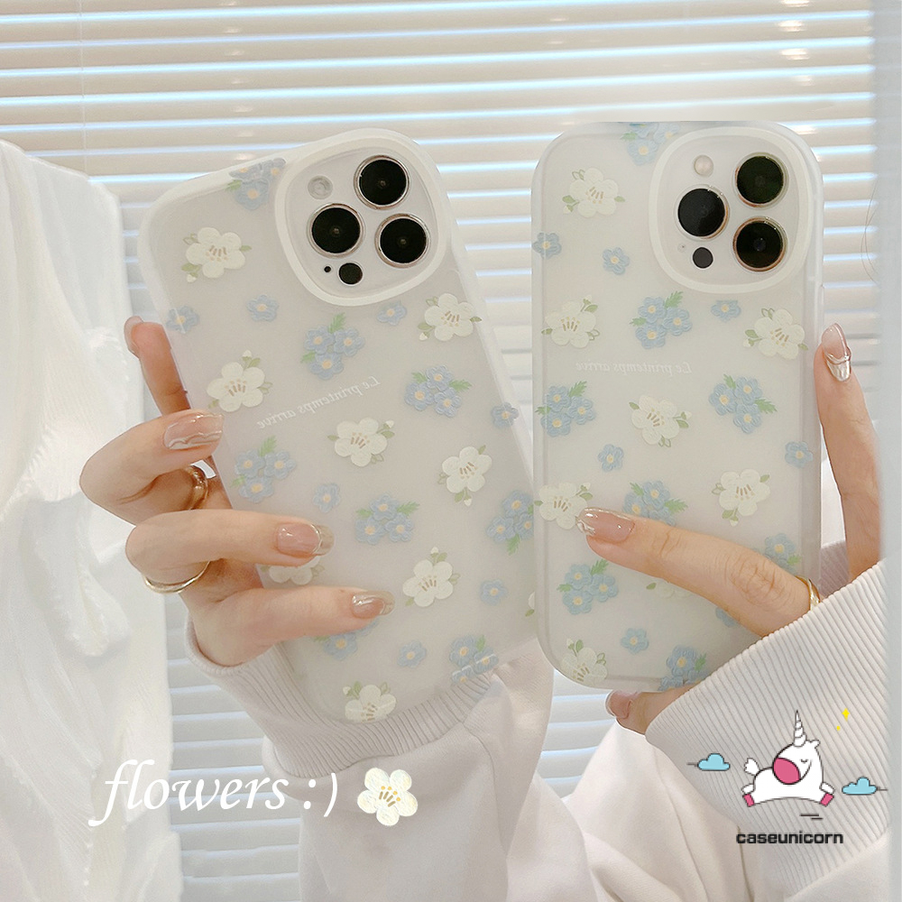 IPHONE Case Lensa Bulat Shockproof Kompatibel Untuk Iphone14 11 13 12 7plus 8plus 6 6s 78 Plus XR X XS Max 13 12 11 Pro Max Lukisan Cat Minyak Bunga Kartun Lucu 3D Ikatan Simpul Hias Soft Cover