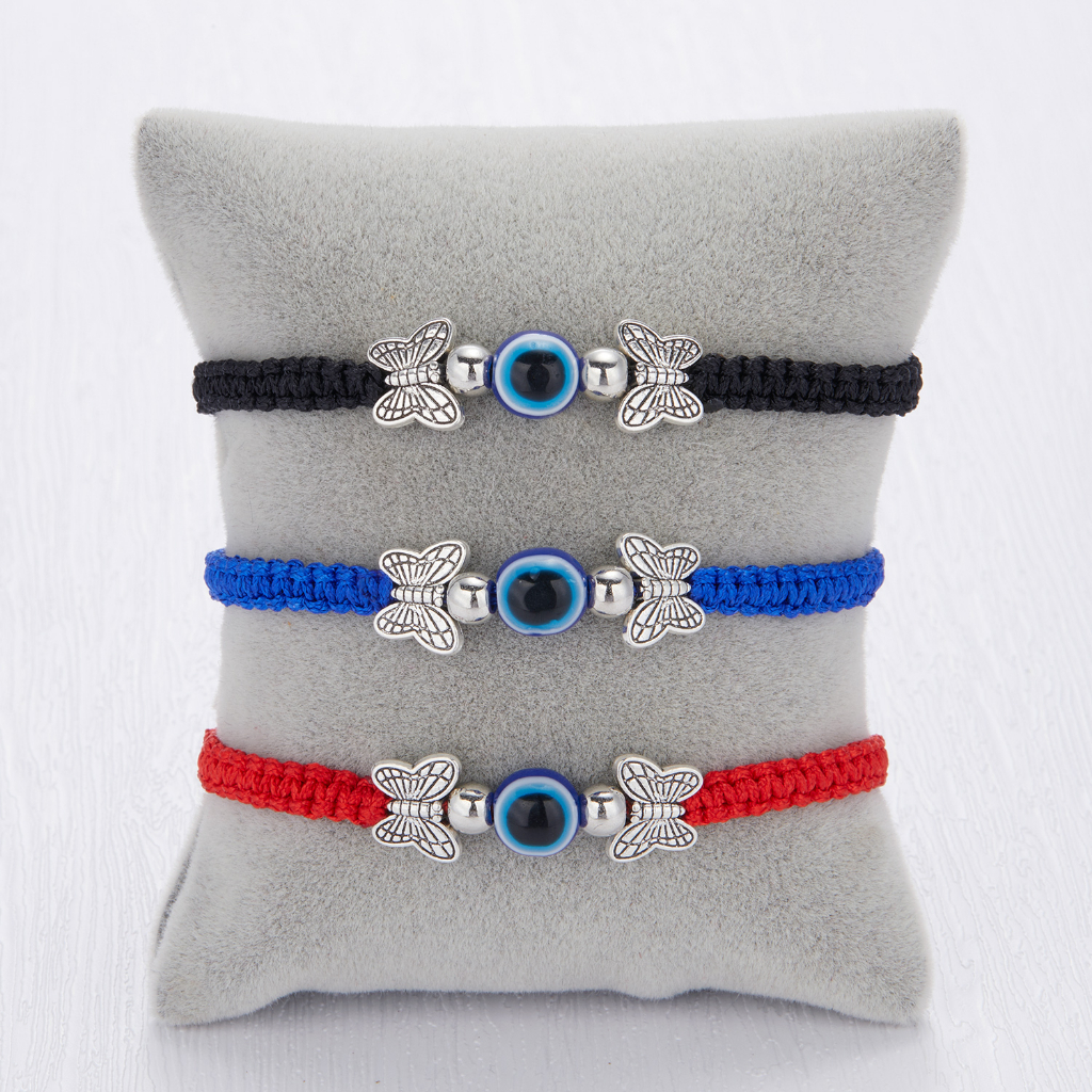 Gelang Kupu-Kupu Tenun Tangan Baru Dengan Berlian Warna-Warni Bertatahkan adjustable braided bracelet