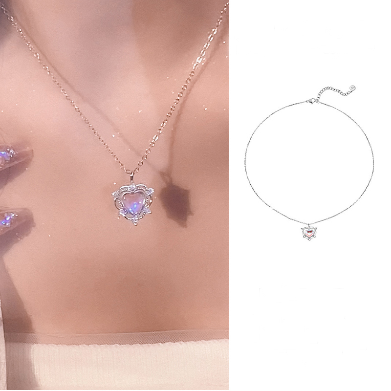 [antop] Wanita Musim Panas Cahaya Mewah Desain Canggih Rasa Cinta Ajaib Kalung Tulang Selangka Rantai Kalung