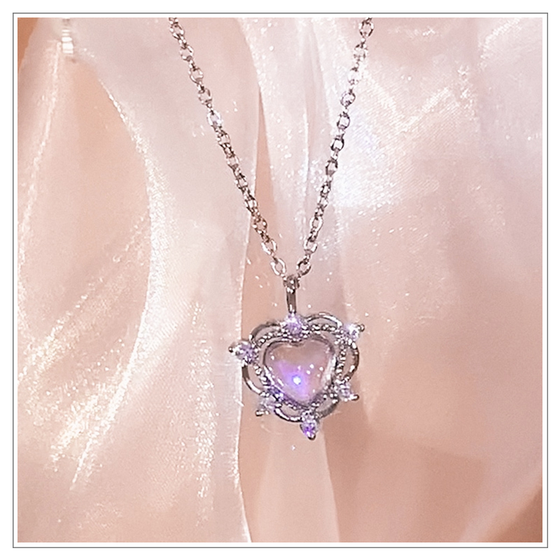 [antop] Wanita Musim Panas Cahaya Mewah Desain Canggih Rasa Cinta Ajaib Kalung Tulang Selangka Rantai Kalung