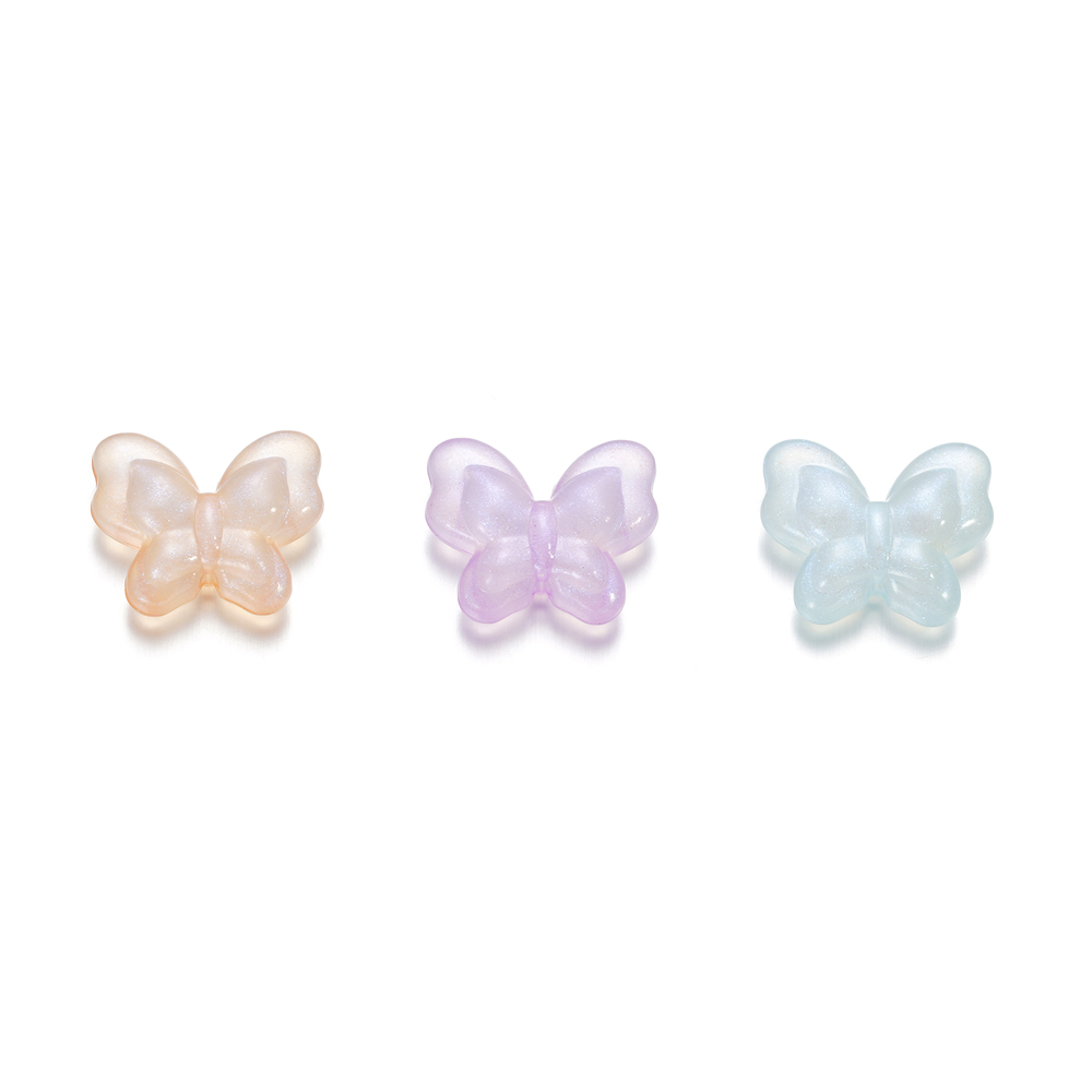 St.kunkka 10pcs/Bag Manik-Manik Kupu-Kupu Bahan Akrilik Frosted Pearlescent Butterfly Beads Untuk Membuat Perhiasan DIY