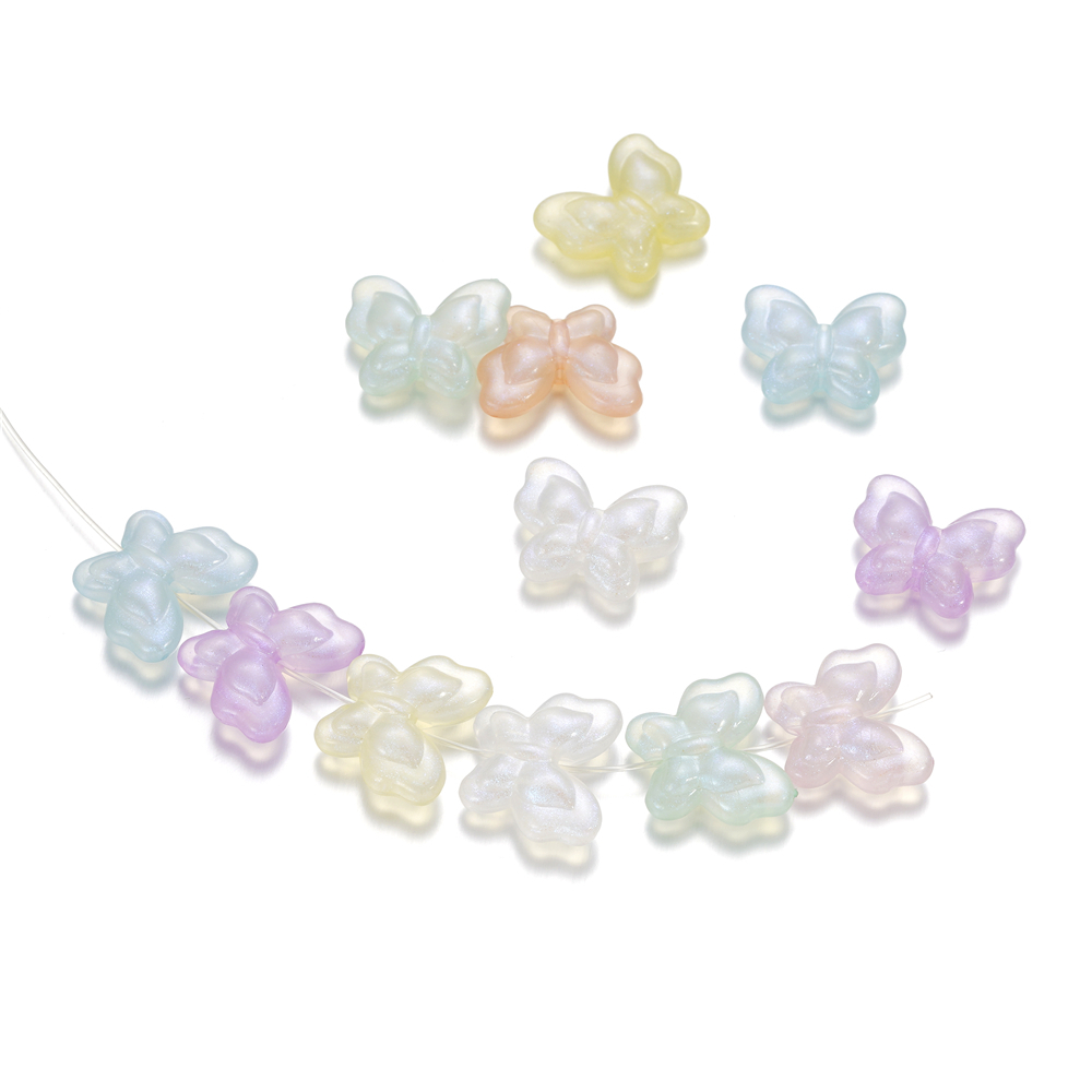 St.kunkka 10pcs/Bag Manik-Manik Kupu-Kupu Bahan Akrilik Frosted Pearlescent Butterfly Beads Untuk Membuat Perhiasan DIY