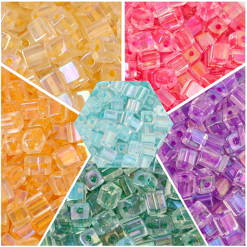 50pcs/bag 5mm Manik-Manik Kubus Es Krim Warna Pesona Longgar Persegi Czech Manik-Manik Kaca Untuk Membuat Perhiasan DIY Gelang Kalung Aksesoris