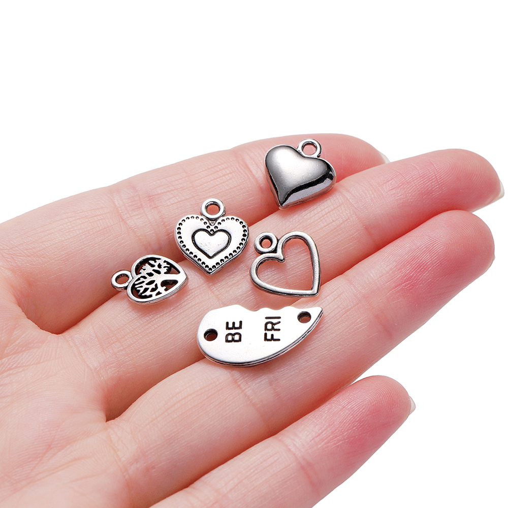 Stkunkka 5-10pcs/Bag Alloy Liontin Hati Gaya Retro Tibet Silver Hollow Heart Pendant Untuk Membuat Gelang Kalung DIY