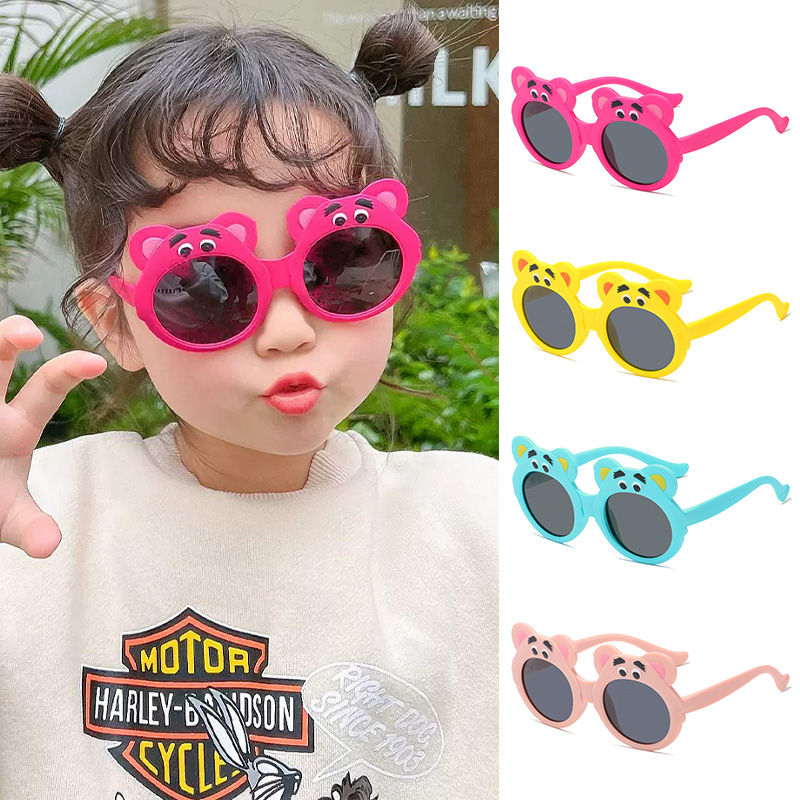 [Toserba] Nyaman Tidak Mencubit Wajah Sun Shading Trend Fashion Beruang Silikon Lembut Polarized Sunglasses