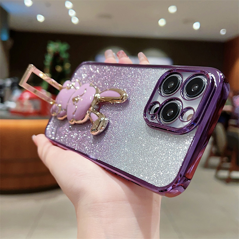 Casing Fun Bunny Stand Case Baru Untuk IPhone 14 Pro Max Case13 12 11 Pro Max14 Plus Ungu Aesthetic Mewah Premium Full Tertutup Perlindungan Shockproof Soft Case