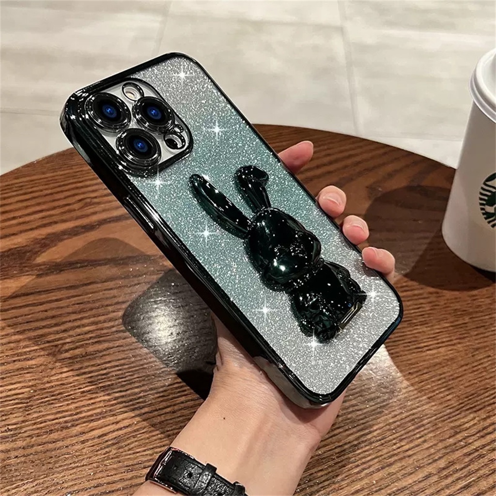 Casing Fun Bunny Stand Case Baru Untuk IPhone 14 Pro Max Case13 12 11 Pro Max14 Plus Ungu Aesthetic Mewah Premium Full Tertutup Perlindungan Shockproof Soft Case