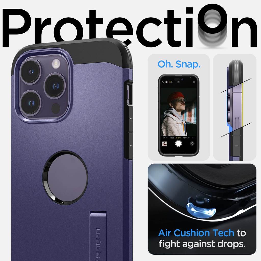 Spigen iPhone 14 Pro Max 13 Pro Max 12 Pro Max Case Perlindungan Lapisan Ganda Dan kickstand Diperkuat Untuk Iphone14Cover