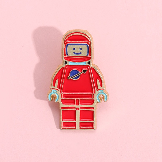 Lucu Merah Robot Enamel Pin Robot Luar Angkasa Bros Lencana Kerah Pin Kartun Perhiasan Hadiah Fans Souvenir Bros Pin