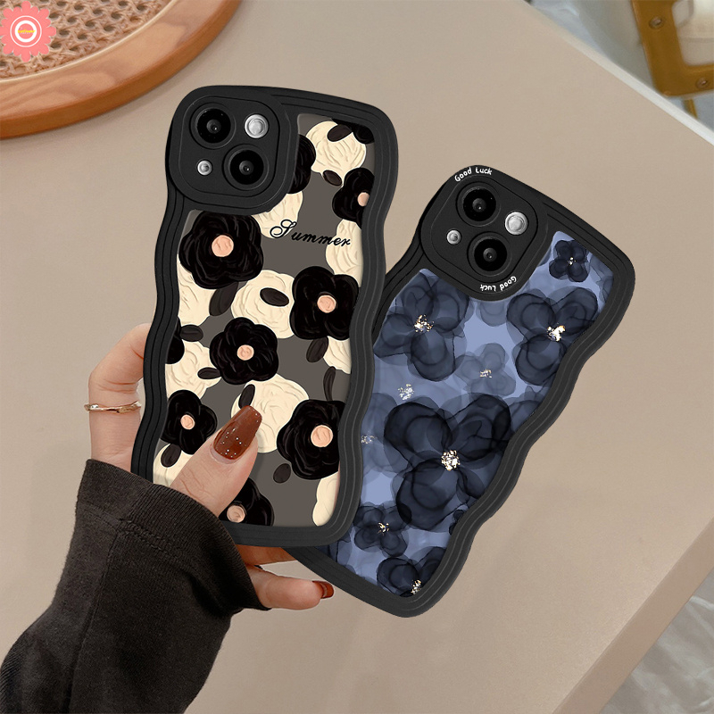 Fashion Art Flower Soft Case Redmi 12C A1 10A 10C A1+9T 10 9 9A 9C NFC Redmi Note 11 10 8 9 9s 11s 10s 11Pro 10Pro Max POCO M3 X3 NFC Pro Mi 11T Pro Wavy Edge Soft Sarung Tpu