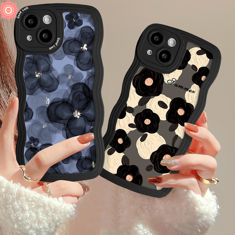 Casing Bunga OPPO A16 A55 A17K A3s A53 A7 A5s A77s A76 A16s A96A17 A57 A52 A78 A95 A54 A74 A15 A77 A5 A1k A12 A9 A16K Reno 8 7 6 8Z 7Z Wavy Edge Fresh Flower Soft Case