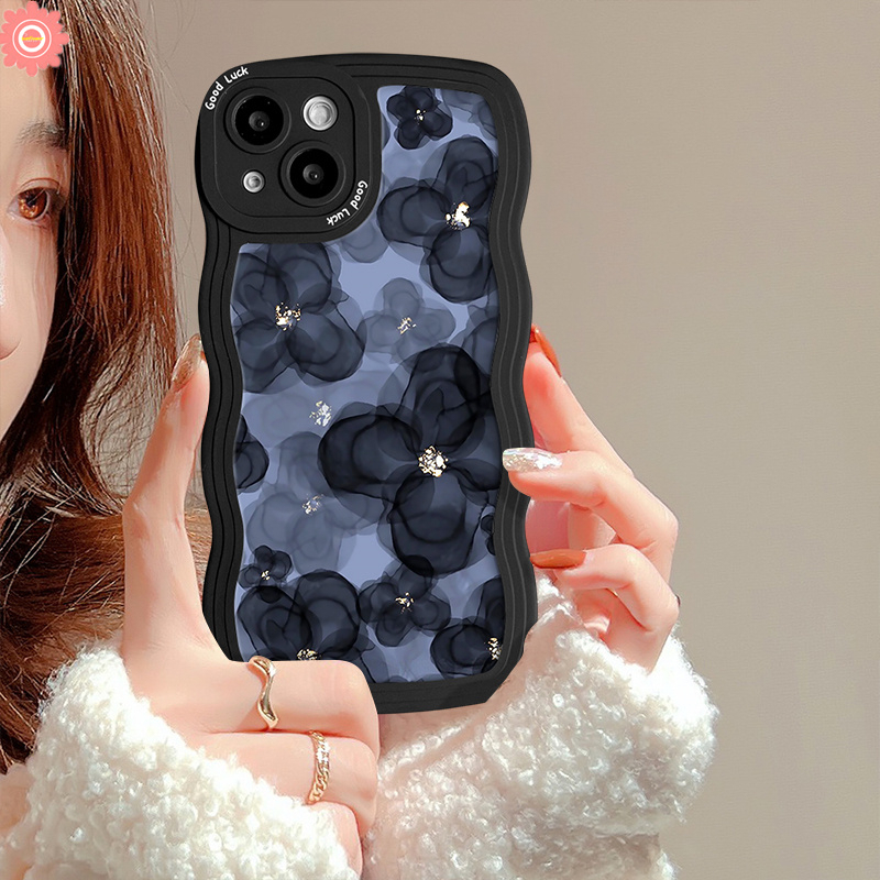 IPHONE Art Floral Phone Case Kompatibel Untuk Iphone11 13 14 12 Pro Max 7Plus 6s 7 8 6 14 Plus X XR XS Max SE 2020 Fresh Flower Wavy Edge Soft Tpu Cover