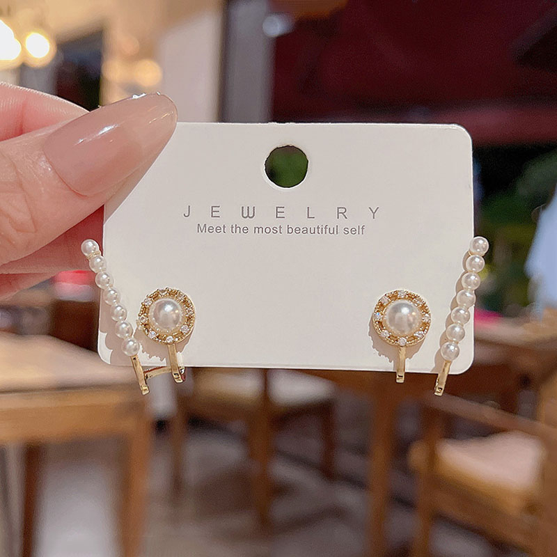 925 Perak Jarum High Sense Pearl Ear Studs Earring Wanita Fashion French Retro Perhiasan