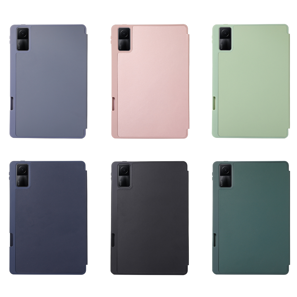 Untuk Xiaomi Redmi Pad (2022) 10.61 &quot;VHU4254IN 5G Fashion Warna Solid Flip Stand Tablet Cover Tiga Lipat Slot Pulpen Lembut TPU Pelindung Case