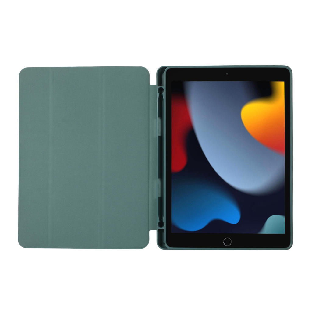 Untuk iPad 10.2 (2021 /2020/2019) iPad 10.2-inci 9th 8th 7th Generasi A2603 A2604 A2428 Fashion Warna Solid Flip Stand Tablet Cover Tiga Lipat Slot Pulpen Soft TPU Pelindung Case