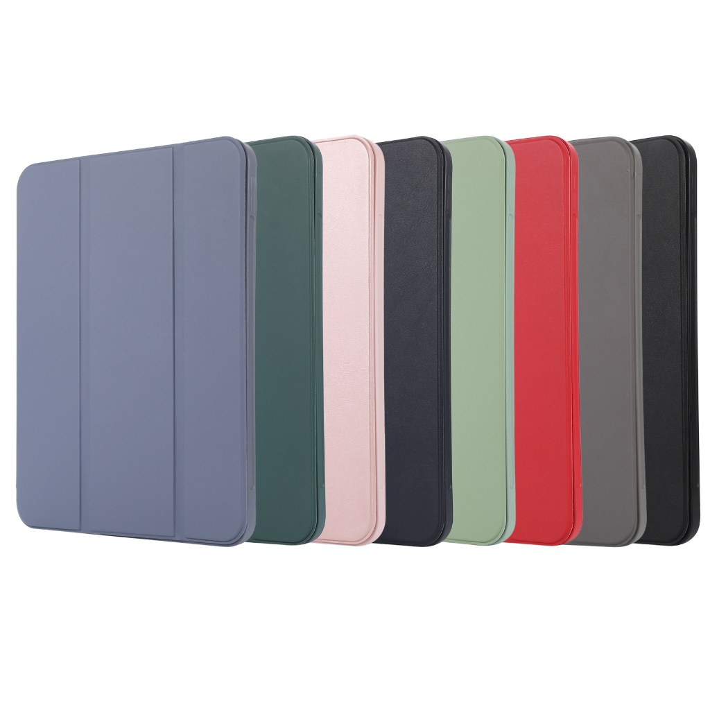 Untuk iPad 10.2 (2021 /2020/2019) iPad 10.2-inci 9th 8th 7th Generasi A2603 A2604 A2428 Fashion Warna Solid Flip Stand Tablet Cover Tiga Lipat Slot Pulpen Soft TPU Pelindung Case