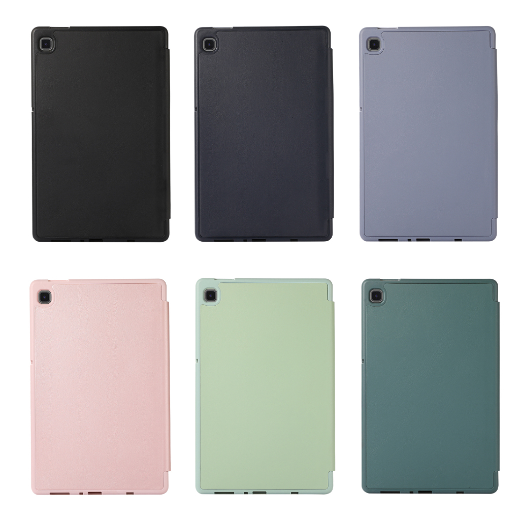 Untuk Samsung Galaxy Tab A7 Lite 8.7 &quot;2021 SM-T225 SM-T220 T220 T225 Fashion Warna Solid Flip Stand Tablet Cover Tiga Lipat Slot Pulpen Lembut TPU Case Pelindung