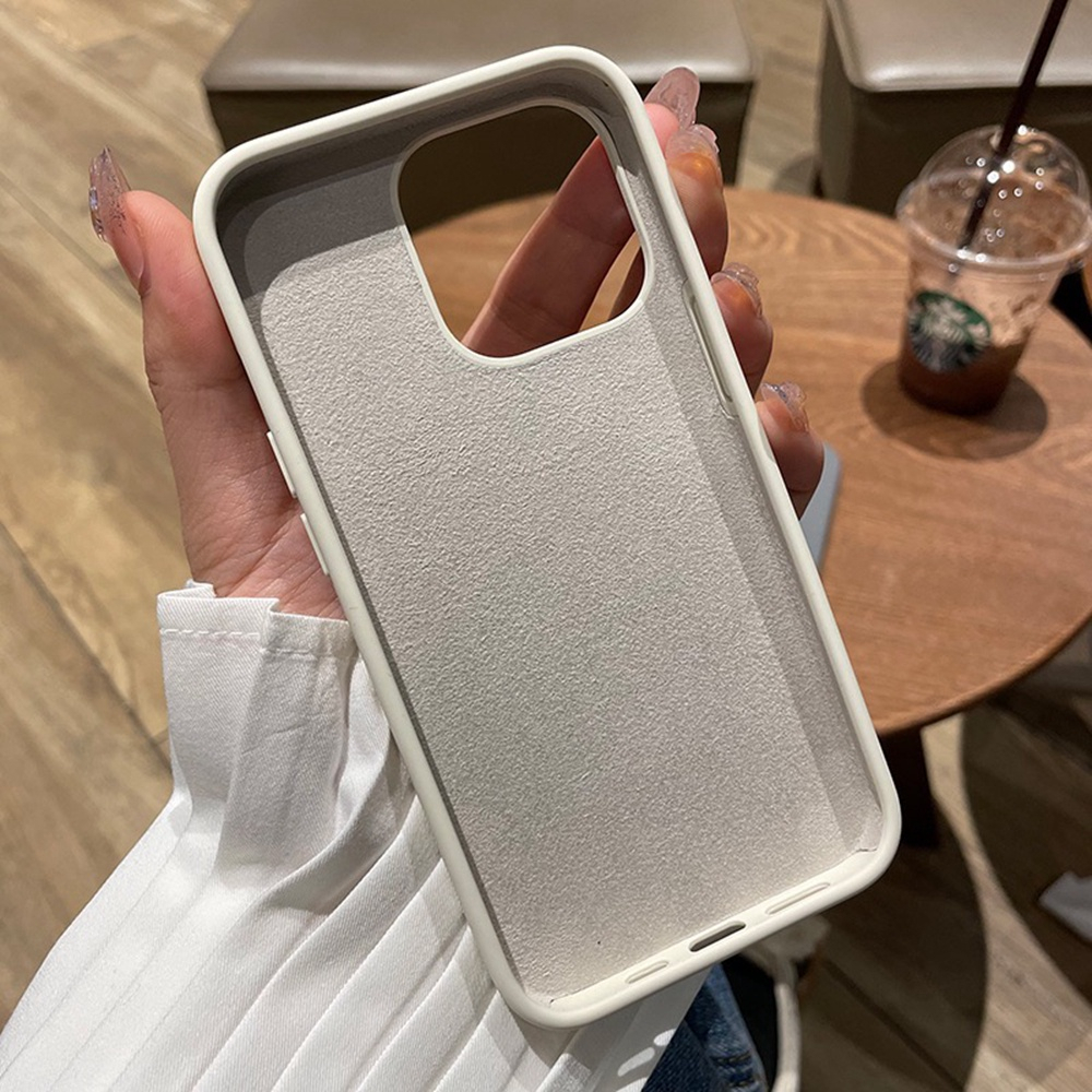 IPHONE Dengan Logo Fashion Perlindungan Silikon Cair Sederhana Kompatibel Casing Ponsel Untuk Iphone14 13 Pro Max X Max XR iPhone12 11 Pro Max SE2 7 8 Plus Kasus Nonslip Shockproof Full Lembut